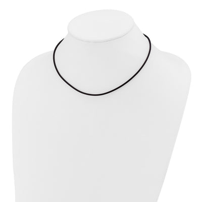 14K Yellow Clasp Black Rubber Cord Necklace, 16 x 2mm