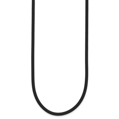 14K Yellow Clasp Black Rubber Cord Necklace, 16 x 3mm