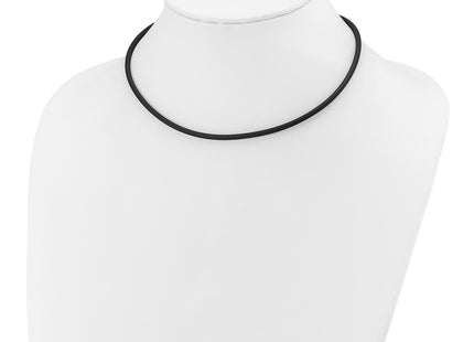 14k Yellow Clasp Black Rubber Cord Necklace, 16 x 3mm