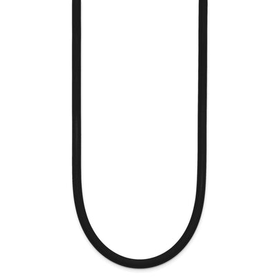 14K Yellow Clasp Black Rubber Cord Necklace, 16 x 4mm