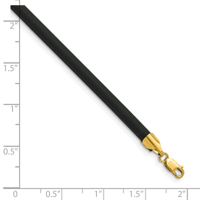 14K Yellow Clasp Black Rubber Cord Necklace, 16 x 4mm