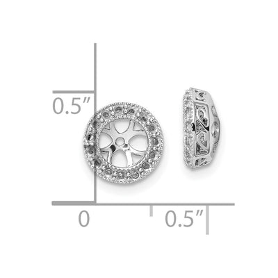 14K White Gold Diamond Earring Jacket Mountings, 10.5 x 10.5mm