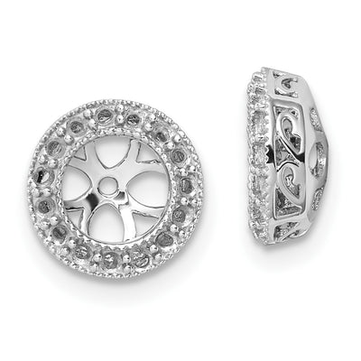 14K White Gold Diamond Earring Jacket Mountings, 10.5 x 10.5mm