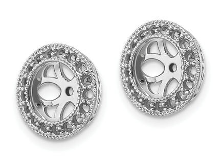 14k White Gold Diamond Earring Jacket Mountings, 11.5 x 11.5mm