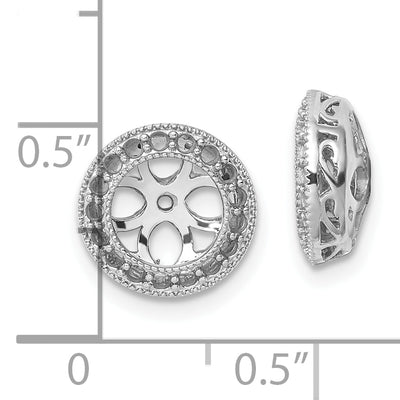 14K White Gold Diamond Earring Jacket Mountings, 11.5 x 11.5mm