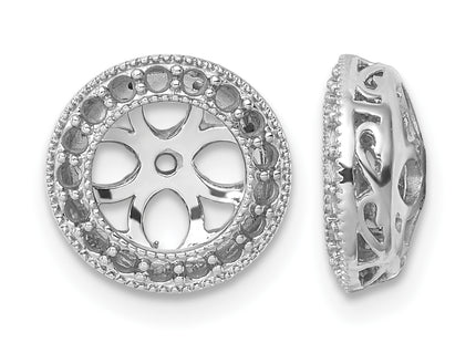 14k White Gold Diamond Earring Jacket Mountings, 11.5 x 11.5mm