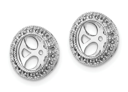 14k White Gold Diamond Earring Jacket Mountings, 13 x 13mm
