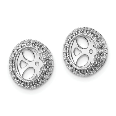 14K White Gold Diamond Earring Jacket Mountings, 13 x 13mm
