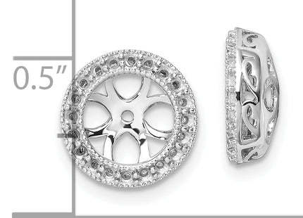 14k White Gold Diamond Earring Jacket Mountings, 13 x 13mm