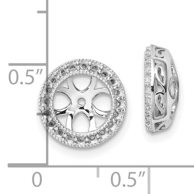 14K White Gold Diamond Earring Jacket Mountings, 13 x 13mm