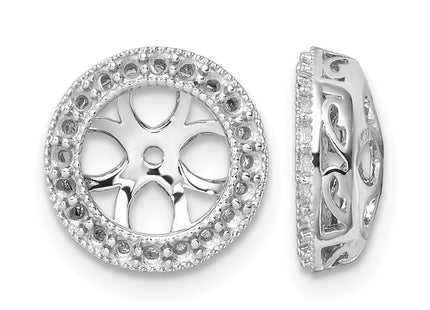 14k White Gold Diamond Earring Jacket Mountings, 13 x 13mm