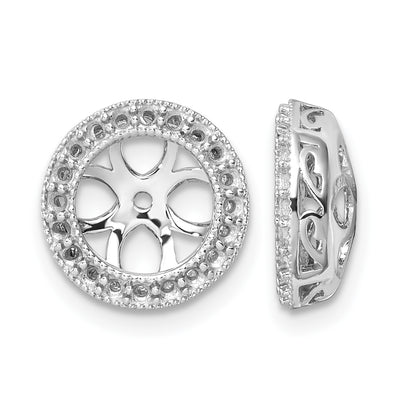 14K White Gold Diamond Earring Jacket Mountings, 13 x 13mm