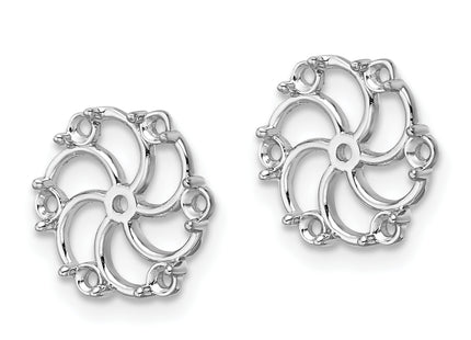 14k White Gold Diamond Earring Jacket Mountings, 11 x 12mm