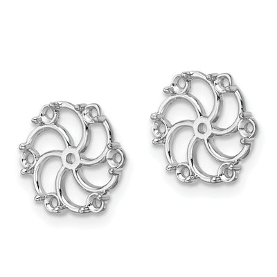 14K White Gold Diamond Earring Jacket Mountings, 11 x 12mm