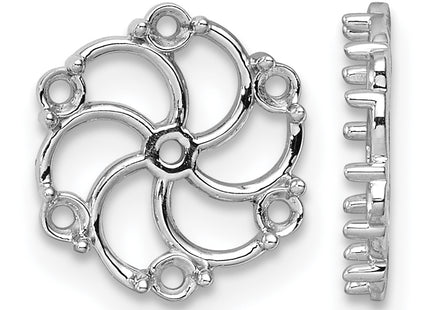14k White Gold Diamond Earring Jacket Mountings, 11 x 12mm