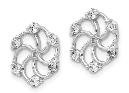 14K white gold diamond earrings, alternate view