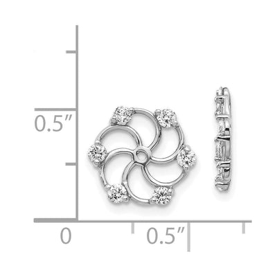 14K White Gold Diamond Earring Jacket Mountings, 11 x 12mm