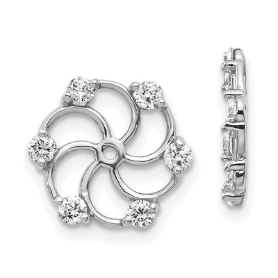 14K White Gold Diamond Earring Jacket Mountings, 11 x 12mm
