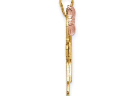 14k Tri-Color Large Girl on Left and Boy on Right Engravable Charm (Style XK103)