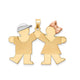 14K Tri-Color Large Boy on Left and Girl on Right Engravable Charm, 31 x 33mm