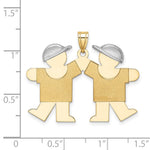 14K Two-Tone Large Double Boys Engravable Charm, 31 x 33mm view