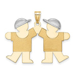 14K Two-Tone Large Double Boys Engravable Charm, 31 x 33mm view