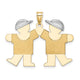 14K Two-Tone Large Double Boys Engravable Charm, 31 x 33mm