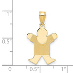 14K Solid Satin Engravable Boy Jumping Charm, 25 x 14mm view