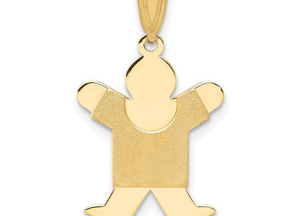 14k Solid Satin Engravable Boy Jumping Charm (Style XK108)