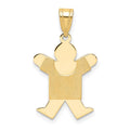 14K Solid Satin Engravable Boy Jumping Charm, 25 x 14mm