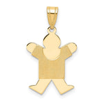 14K Solid Satin Engravable Boy Jumping Charm, 25 x 14mm view