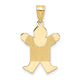 14K Solid Satin Engravable Boy Jumping Charm, 25 x 14mm