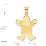14K Solid Satin Engravable Boy Jumping Charm, 30 x 20mm view