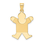 14K Solid Satin Engravable Boy Jumping Charm, 30 x 20mm view