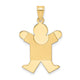 14K Solid Satin Engravable Boy Jumping Charm, 30 x 20mm