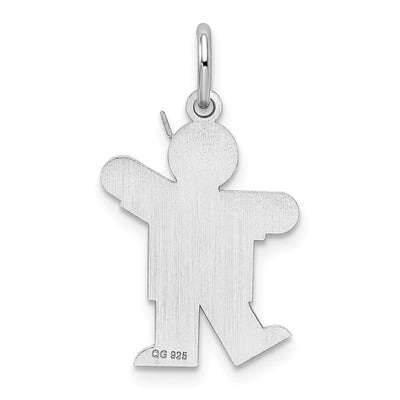 Sterling Silver Rhodium-plated Kiss Kid Charm, 23 x 14mm