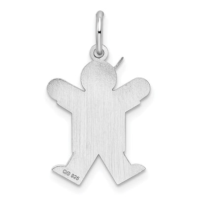 Sterling Silver Rhodium-plated Joy Kid Charm, 23 x 14mm