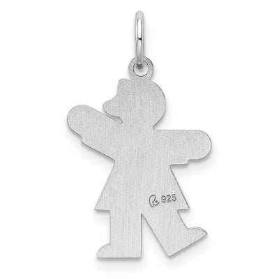 Sterling Silver Rhodium-plated Kiss Kid Charm, 23 x 15mm