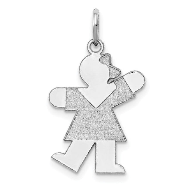 Sterling Silver Rhodium-plated Kiss Kid Charm, 23 x 15mm