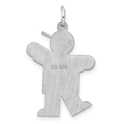 Sterling Silver Rhodium-plated Kiss Kid Charm, 30 x 20mm