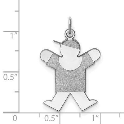 Sterling Silver Rhodium-plated Joy Kid Charm, 30 x 20mm