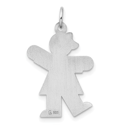 Sterling Silver Rhodium-plated Kiss Kid Charm, 28 x 20mm