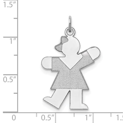 Sterling Silver Rhodium-plated Kiss Kid Charm, 28 x 20mm
