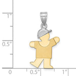 14K Two-Tone Small Boy w/ Hat on Left Engravable Charm view