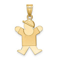 14K Solid Engravable Boy w/ Hat on Right Charm