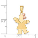 14K Two-Tone Small Girl on Right Engravable Charm view