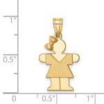 14K Solid Engravable Girl w/ Bow on Left Charm view