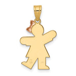 14K Two-Tone Small Girl w/ Bow on Right Engravable Charm view