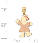 14K Two-Tone Small Girl w/ Bow on Right Engravable Charm view
