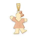 14K Two-Tone Small Girl w/ Bow on Right Engravable Charm view